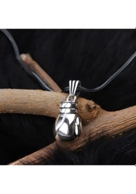 Resim Glorria Gümüş Erkek Boks Eldiveni Kolye Siyah 