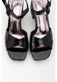 Resim Luvishoes Luvi Shoes Lisbon Siyah Rugan Çapraz Bantlı Kadın Platform Topuklu Ayakkabı Siyah Rgn 