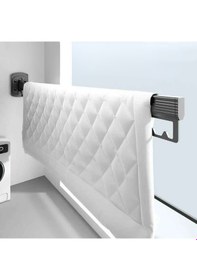 Resim Alüminyum Balkon Çamaşır Askılığı Katlanabilir, Korkuluk Tipi Yer Kaplamaz Paslanmaz Çamaşır Kurutmalığı Açık Bej 