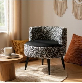 Resim Sydney Berjer - Dijital Baskı Kumaş Modern Tekli Koltuk - Leopar Leopar 