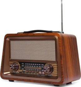 Resim Nostaljik Radyo Gerçek Ahşap Eskitme Bluetooth Hoparlör Mp3 Çalar Müzik Kutusu 