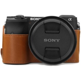 Resim MegaGear Sony Alpha A6600 Ile Uyumlu Suni Deri Yarım Kamera Kılıf 
