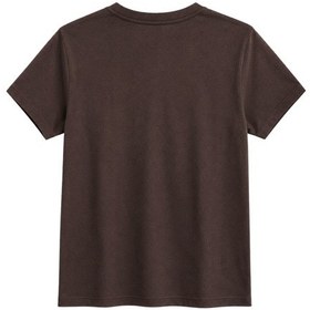 Resim Vadon 1009 Kadın Pamuklu Regular Fit Bisiklet Yaka Yumuşak Dokulu Kısa Kollu Basic T-shirt Kahverengi 