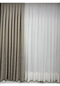 Resim Kahve Etek Desen Vizon Zemin Fon Perde 1/2,5 Orta Pile Vizon-kahve 