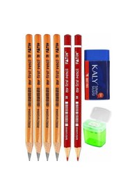 Resim Jumbo Kurşun Kalem Jumbo Kırmızı Kalem Kalemtraş Ve Silgi 8 Li 1 Paket Fatih Jumbo Kalın Kırmızı Başlık Kalemi Üçgen 