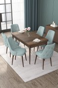 Resim Canisa Nex Serisi 80x132 Açılabilir Mdf Barok Ahşap Desen Masa Takımı Ve 6 Kahverengi Sandalye 