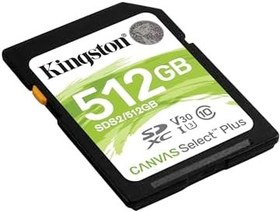 Resim Kingston SDS2/512GB Canvas Select Plus SD Kart Sınıf 10 UHS-I 