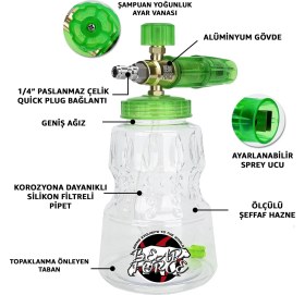 Resim Robeve Bear Force Foam Lance Köpük Yapıcı Aparat 1l Köpük Aparatı Basınçlı Yıkama Makineleri Için Köpük Aparatı Çift Nozzle Ile Birlikte Foam Canon 