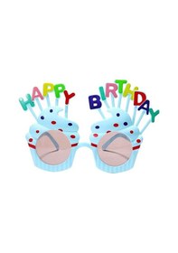 Resim Beysüs Happy Birthday Parti Gözlük Cupcake Temalı Mavi 
