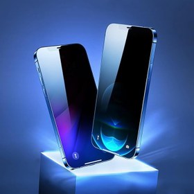 Resim iPhone 15 Pro Max Kolay Uygulama Aparatlı 5D Magic Privacy Glass Hayalet Cam Ekran 