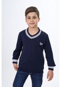 Resim Toontoy Erkek Çocuk Okul Nakışlı Sweatshirt Lacivert 