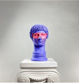 Resim Hedgehog Art Hermes "purple-man" Heykel, Büyük Boy Büst, Özel Tasarım Dekoratif Heykel, Michelangelo David 