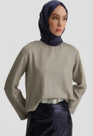Resim Armine Simli Örme Bluz 25y3714 Gri 