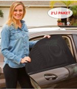 Resim 2 Adet Araba Camı Güneşliği Araç Arka Koltuk Oto Sineklik Önleyici Çıkartılabilen Cam Filmi Perdesi 