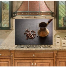 Resim Mutfak Duvar Tezgah Arası Ocak Arkası Sticker Kaplama Bakır Cezve 