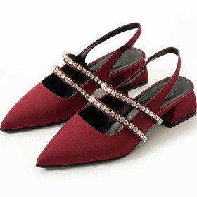 Resim Duxal Shoes Kadın Taşlı Şık Babet-topuklu Ayakkabı-linda Bordo 
