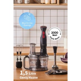 Resim Çok Amaçlı Mutfak Robotu, 6 Fonksiyon, Güçlü 2000 W Motor, Siyah Renk 