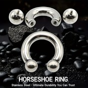 Resim 1 Adet Starose Punk Rock Büyük Ölçekli 316L Paslanmaz Çelik Nal Yüzük - İçten Dişli 12G-00G Septum, Kıkırdak ve Kulak Memesi Piercingi için - Erkekler & Kadınlar için Halloween, Müzik Festivalleri, Spor Etkinlikleri, Halloween Takısı 