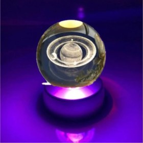 Resim Kişiye Özel Galaksi Gezegen Işıklı 6 cm Çapında Cam Kristal Küre 
