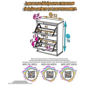 Resim Eliusta Holen Antrasit Renk Ayakkabılık 2 Düşer Kapak 52 Cm Genişlik Kapı Önü Asma Ayakkabılık 52x74x26 Cm Antrasit 