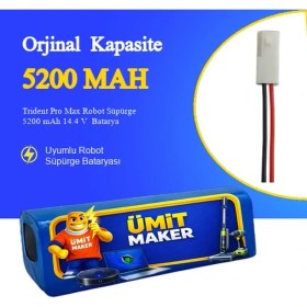 Resim Trident Pro Max Robot Süpürge 5200 mAh 14.4 V Batarya – Orjinal Uyumlu Uzun Ömürlü, Yüksek Performans Pil 