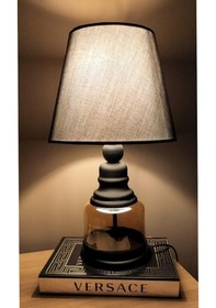 Resim Aksel Siyah Cam Abajur Siyah Şapka Masa Lambası Siyah Şapka Salon Yatak Odası Abajur Siyah 