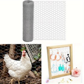 Resim 1 adet Galvanizli Altıgen Tavuk Hasırı - 0.35x4m/8m Rulo Bahçe Çitleri, Evcil Hayvan Bariyerleri, El Sanatları & Ev Dekoru için, Kümes, Tavşan & Küçük Hayvanlar için Paslanmaz Metal Hasır 