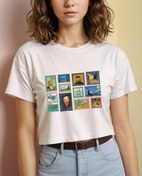 Resim Van Gogh Kolaj Crop Tişört 