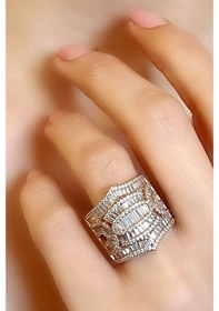 Resim Baget Zirkon Taşlı Italyan 925 Ayar Gümüş Rose Lüks Yüzük 17 