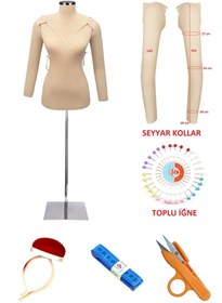 Resim Dikiş Seti Seyyar Kollu 38 Beden Sünger Iğne Batabilen Terzi Mankeni Prova Mankeni 