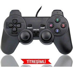 Resim Titreşimli Analoglu Usb Bilgisayar Pc Oyun Kolu Gamepad 