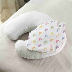 Resim Müslin Bebek Emzirme Destek Yastığı Kılıfı - Rainbow Lapin Pink 