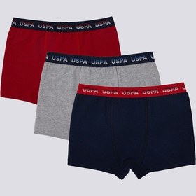 Resim U.S. Polo Assn. U.S. Polo Assn Striped Erkek Çocuk 3'lü Boxer Kırmızı 