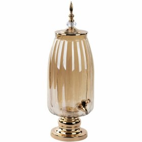 Resim Dekoratif Lüks Musluklu Cam Sebil Şerbetlik 6 Litre Dalga Desen 