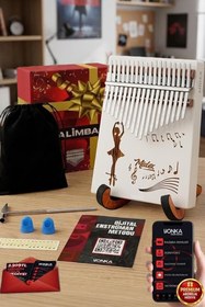 Resim Midex KLX-540-PAK Beyaz Renk Gerçek Ağaç Kalimba 17 Tuşlu Full Set 