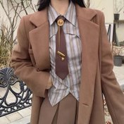 Resim Bronz Ayı Rozetli Şık Vintage Kahve Rengi Kravat - Düğüm Olmadan Kolay Tasarım, Polyester, Elde Yıkanabilir - Kadınlar için Çok Yönlü Moda Aksesuarı 