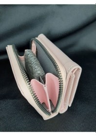 Resim Mryart Pudra Pembe Kadın Cüzdanı - Fermuarlı Ve Düğmeli Kartlık Model 