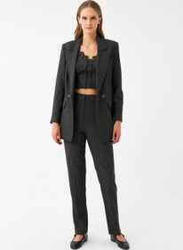 Resim Düz Kesim Blazer Ceket - Siyah / 36 