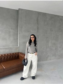 Resim Defymoda Bisiklet Yaka Uzun Kollu Crop - Gri Gri 