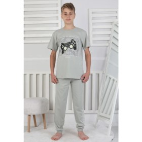 Resim Gamer Console Desenli Kısa Kollu Erkek Çocuk Pijama Takımı 