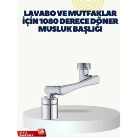 Resim Elektronikçim Çok Yönlü Dönebilen Musluk Başlığı 2 Fonksiyonlu Su Akışı 