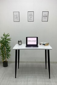 Resim METAL TASARIM ATÖLYESİ EVA Beyaz Oyuncu Masası Çalışma Masası Laptop Bilgisayar Masası Ofis Masası 