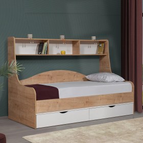 Resim Setay Hera Çekmeceli Karyola + 1 Adet Comfort Yatak - Ceviz/Beyaz 