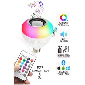 Resim Ampul Bluetooth Hoparlör Akıllı Led Ampul Lamba Kumandalı Rgb Lamba Ayarlanabilir Işıklı Led Ampul 