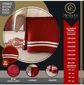 Resim Kırmızı Beyaz Yırtmaçlı Baza Eteği Kırmızı Çift Kişilik 180 X 200 