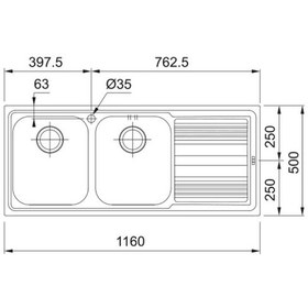 Resim Franke Logica Line LLx 621-116 2 Gözlü Sağ Damlalıklı Eviye 