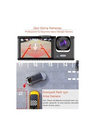Resim 1080p Dash Cam Full Hd Araç İçi Kamera Ön Arka Ve İç Kayıt 3 Kamera Gece Görüşlü G Sensör Geniş Açı 