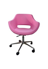 Resim Bilgisayar Sandalyesi Krom Yıldız Ayaklı Pembe Renk Suni Deri 