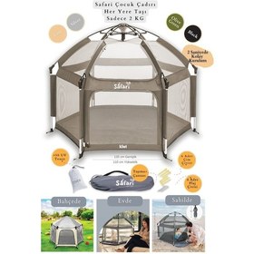 Resim Kiwi Safari Çocuk-bebek Oyun Parkı Çadırı +50 Uv Korumalı,kolay Kurulum,alüminyum Sağlam Gövde - Latte 