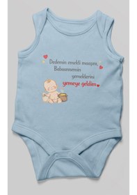 Resim Morivokids Dedeye Ve Babaanneye Özel Sıfır Kollu Bebek Body %100 Pamuk Bebe Mavisi 